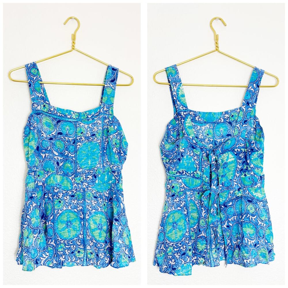 Anthropologie Plenty By Tracy Reese Tie Back Tee Size Medium Blue Sea NWT